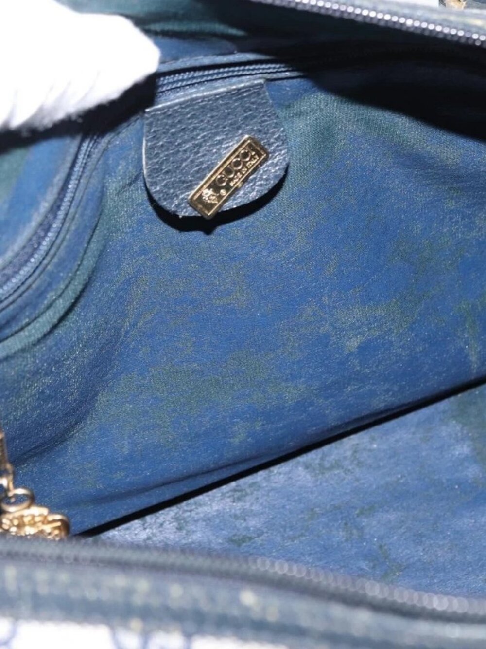 GUCCI GG Supreme Boston Bag PVC Navy Gold 002 39 6842 Auth 163068 - Picture 10 of 16